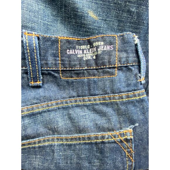 Calvin Klein Men's 36 Straight Leg Classic Jeans Dark Distressed Cotton Denim - Picture 9 of 9